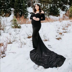 Silk Fairies Black Maternity Photoshoot Dress - M